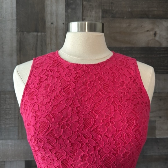 J.Crew hot pink lace sheath dress size 4 Barbiecore feminine cocktail party - Picture 4 of 11